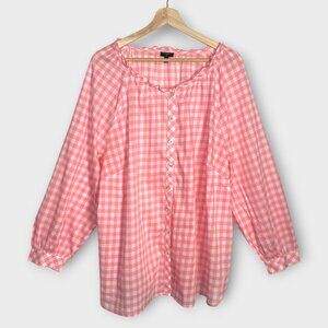 Talbots Pink Gingham Button Down Shirt
